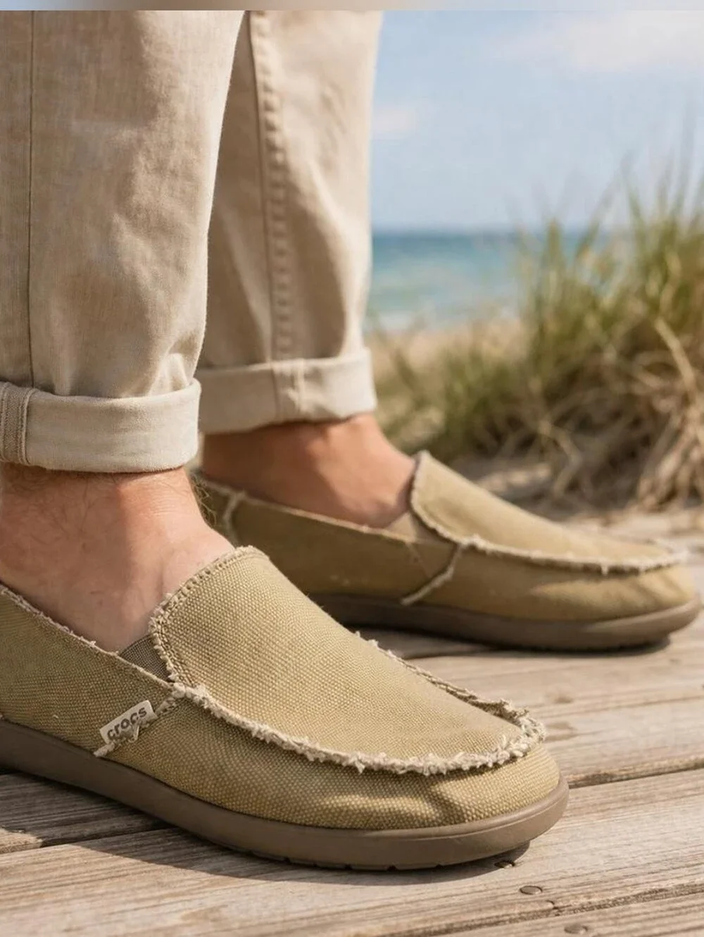 CROCS Kaleb Canvas Frayed Slip-On Loafers